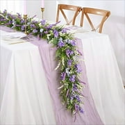Waipfaru Spring Garland with Flowers, 6ft Artificial Lavender Vines for Mantle, Purple Wildflower Garland for Wedding Party Table Centerpiece Decor