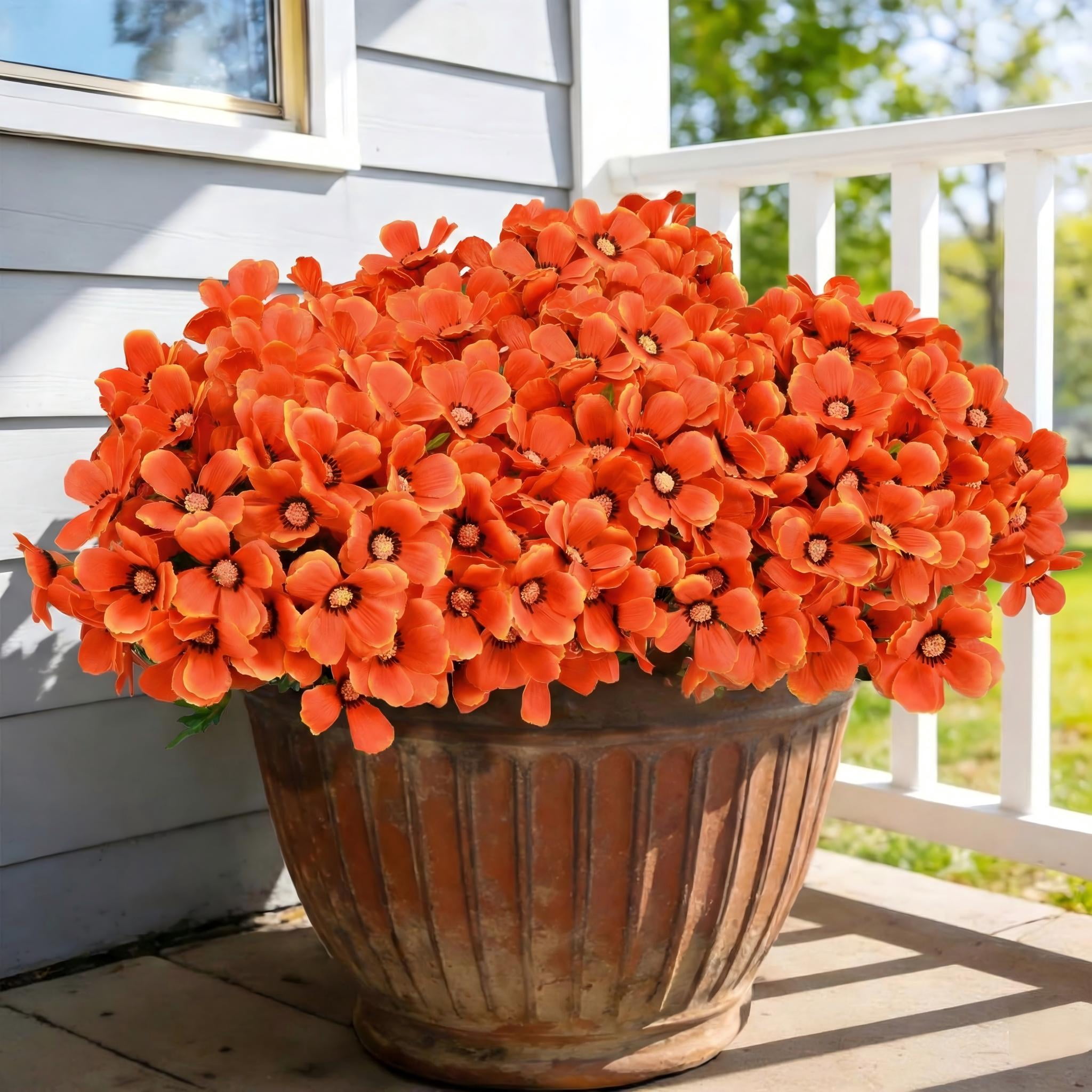 Waipfaru 8 Pack Artificial Flowers for Outdoor, UV Resistant Silk Fake Plants for Porch Patio Balcony Front Door Garden Decoration
