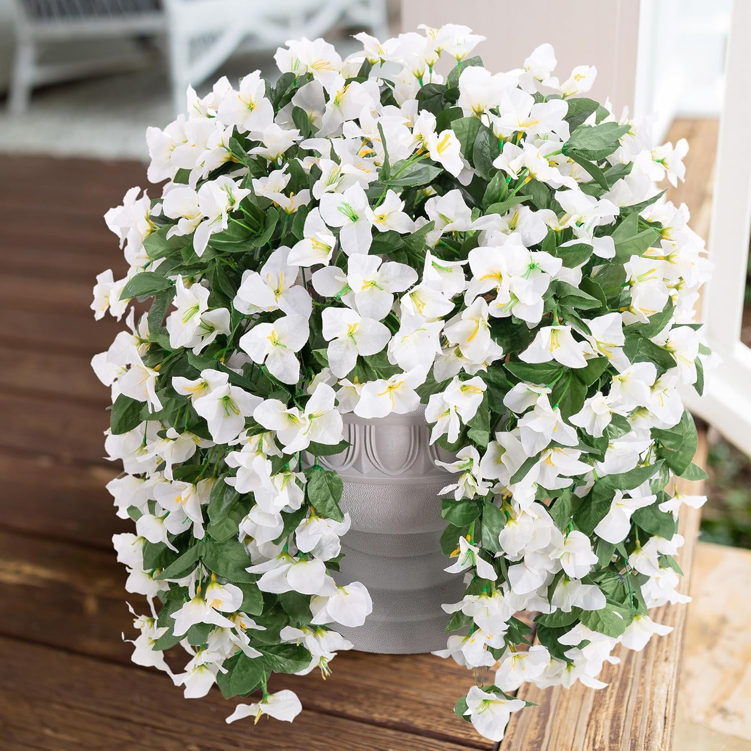 Waipfaru Artificial Bougainvillea Flowers Plants for Outdoors Decoration,4 Pcs UV Resistant Hanging Flowers for Front Door Porch Planter Urn Patio Garden Decor