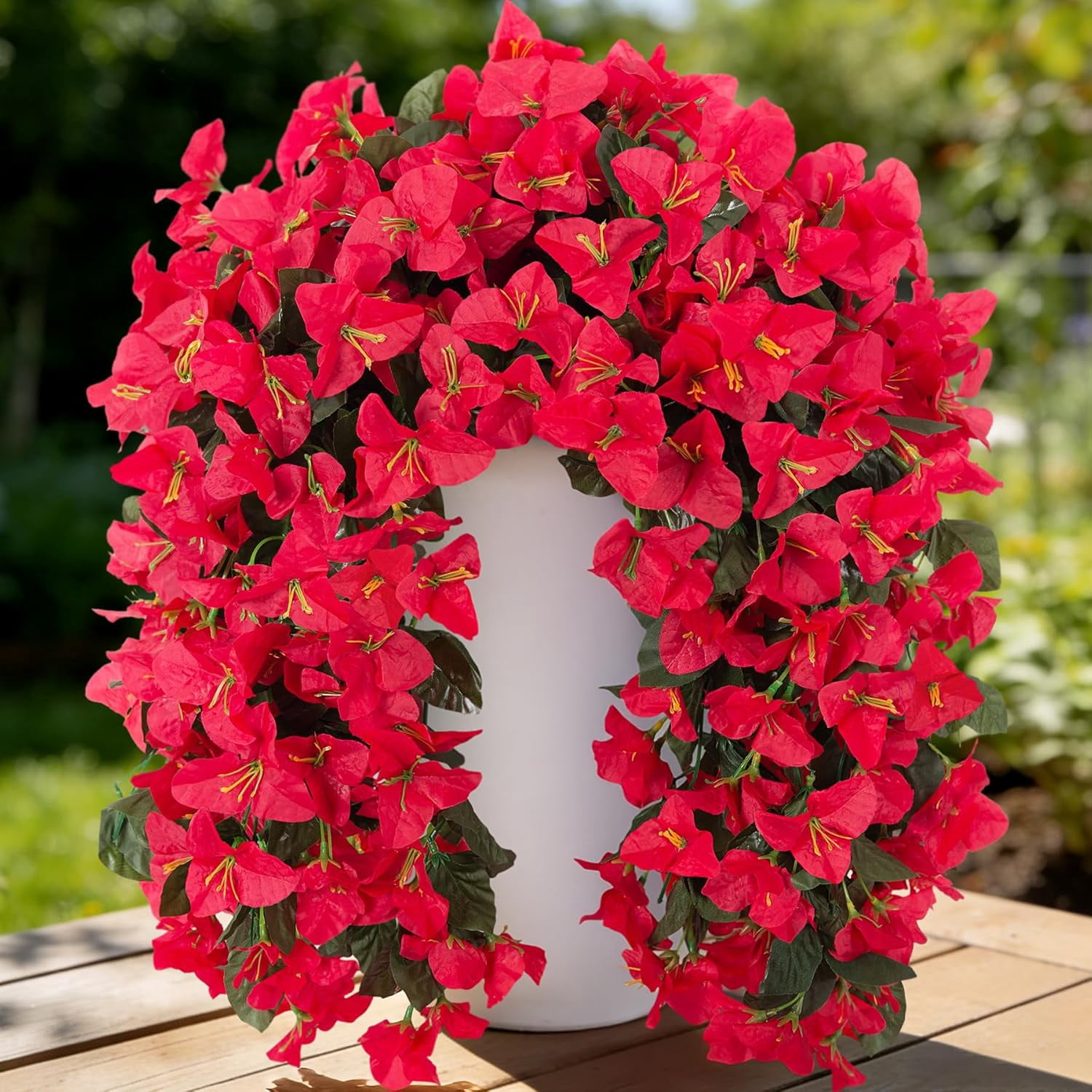 Waipfaru Artificial Bougainvillea Flowers Plants for Outdoors Decoration,4 Pcs UV Resistant Hanging Flowers for Front Door Porch Planter Urn Patio Garden Decor