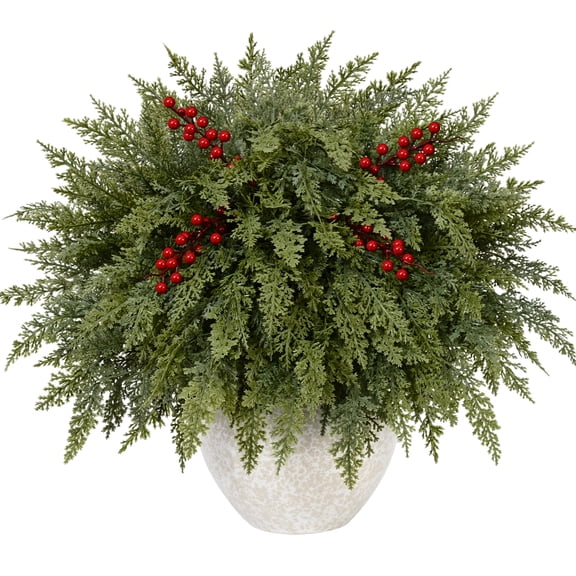 Waipfaru Artificial Christmas Cedar Branches,16 Pcs Fake Evergreen Real Touch Greenery Stem for Xmas Holiday Winter Table Indoor Decor