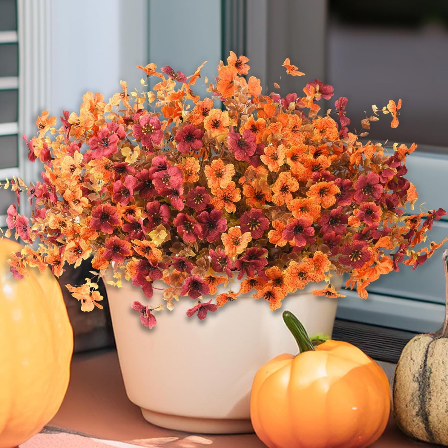Faking Fall Waipfaru Artificial Fall Flowers for Outdoor, 12 Bundles Faux Mums Fake ...