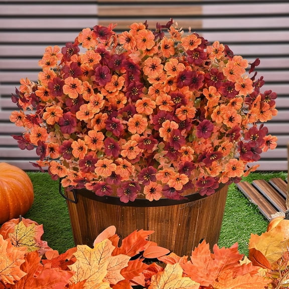 Waipfaru Artificial Fall Flowers for Outdoor, 12 Bundles Faux Mums Fake Fall Plants for Decoration, UV Resistant No Fade Silk Plastic Flower for Autumn Porch Patio Planters Yard Garden