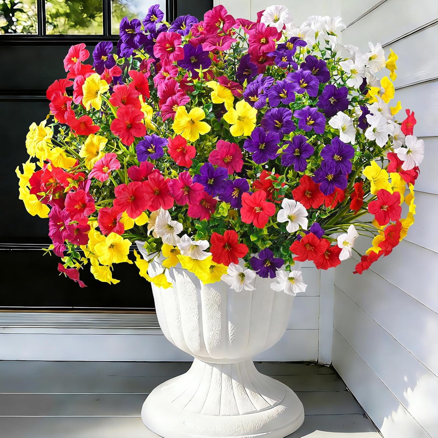 Waipfaru Artificial Flowers for Outdoors Fake Plants Outside Decoration, 24 Bundles UV Resistant Silk Morning Glory,Realistic Faux Flowers for Planter Porch Patio Yard Decor