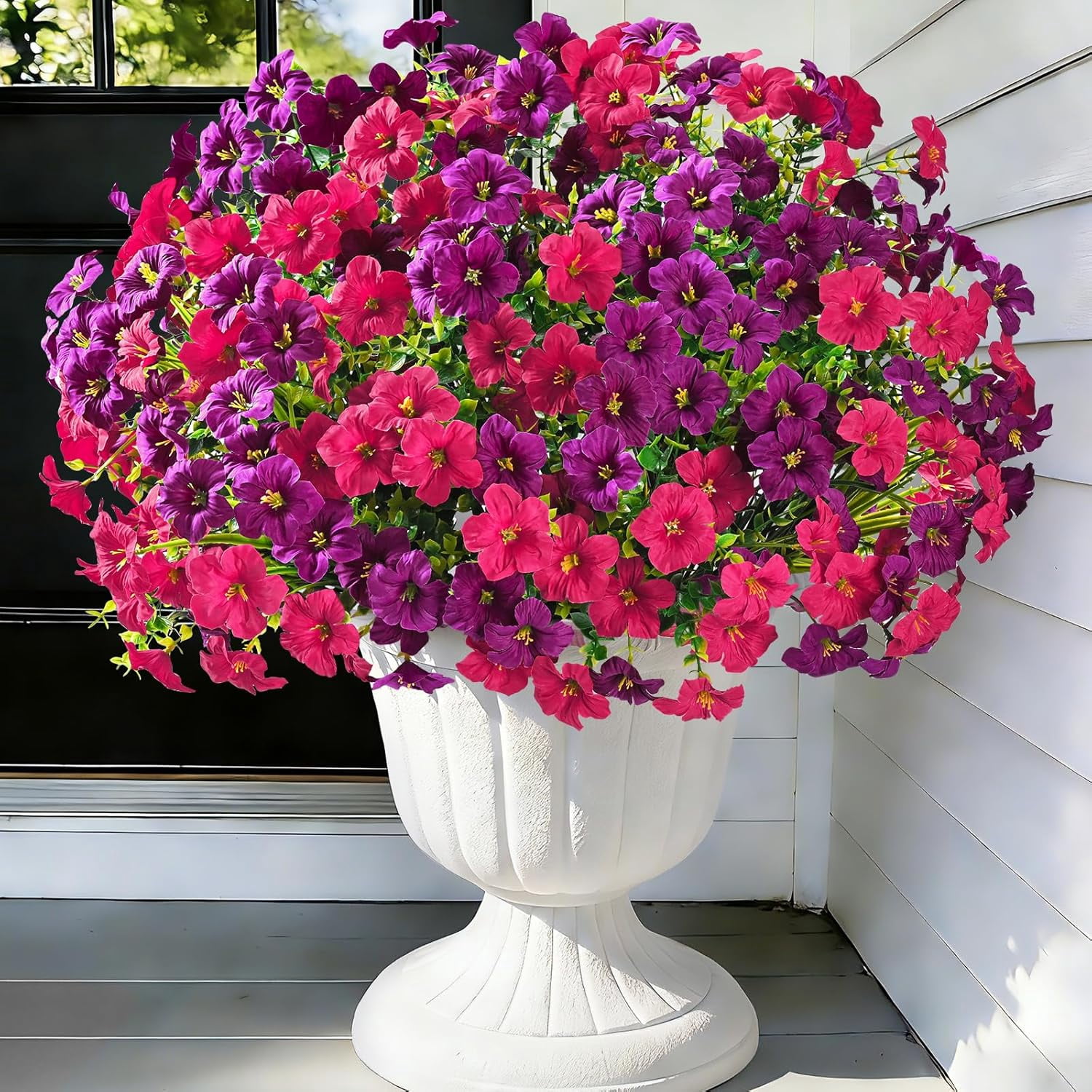 Waipfaru Artificial Flowers for Outdoors Fake Plants Outside Decoration, 24 Bundles UV Resistant Silk Morning Glory,Realistic Faux Flowers for Planter Porch Patio Yard Decor