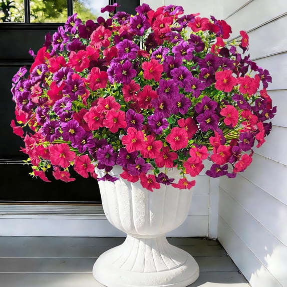 Waipfaru Artificial Flowers for Outdoors Fake Plants Outside Decoration, 24 Bundles UV Resistant Silk Morning Glory,Realistic Faux Flowers for Planter Porch Patio Yard Decor