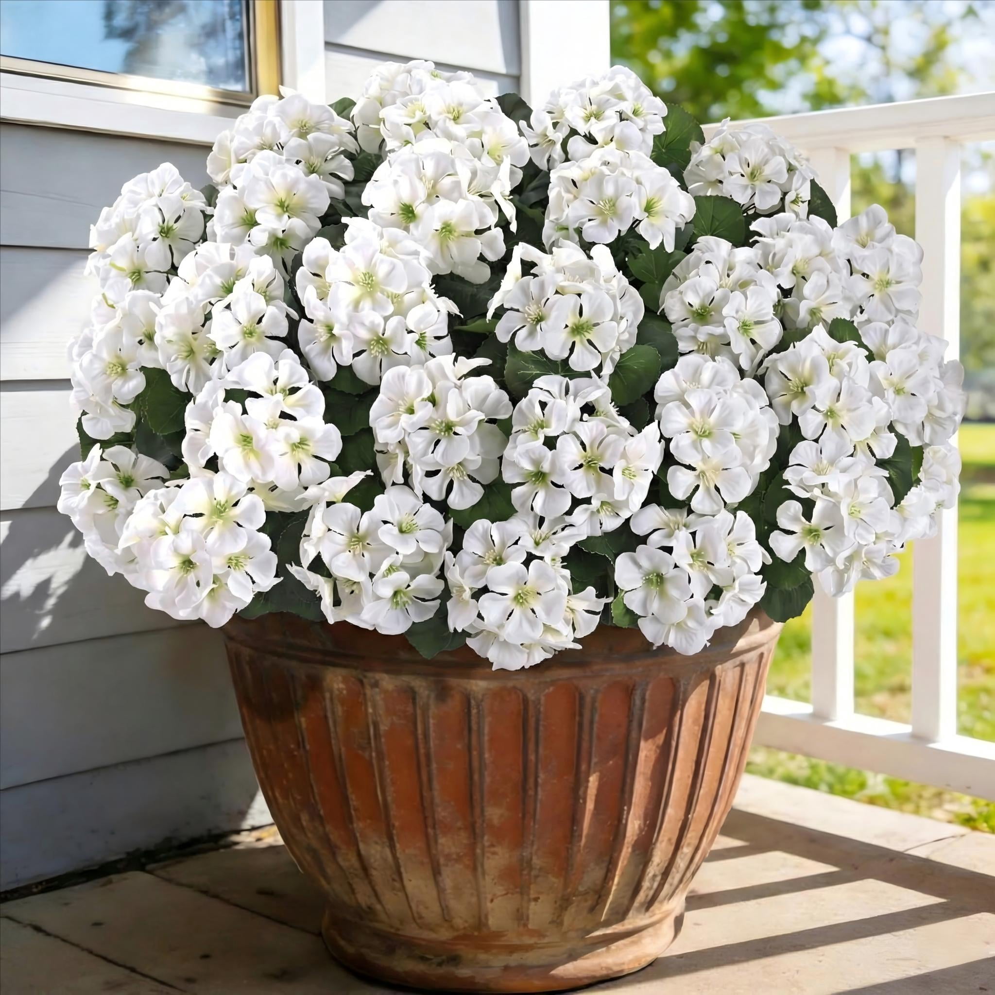 Waipfaru Artificial Geranium Flower for Outdoors,8 Pcs UV Resistant ...