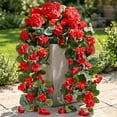 thumbnail image 1 of Waipfaru Artificial Hanging Flowers for Outdoors, 2Pcs UV Resistant Faux Silk Geranium Fake Flowers for Garden Porch Window Home Decor(Red), 1 of 7