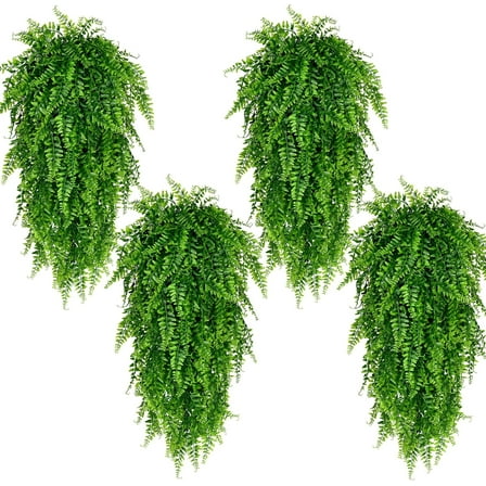 Waipfaru Artificial Hanging Plants Fern Vine,4 Pack Fake Ivy Leaves Plastic Plants, Faux UV Resistant Greenery Decor for Indoors & Outdoors