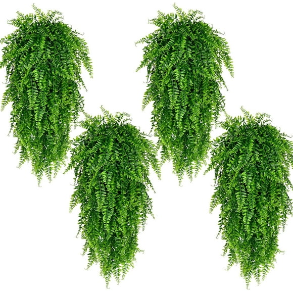 Waipfaru Artificial Hanging Plants Fern Vine,4 Pack Fake Ivy Leaves Plastic Plants, Faux UV Resistant Greenery Decor for Indoors & Outdoors
