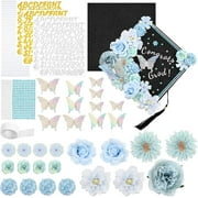 Waipfaru 2025 Graduation Cap Decoration Kit,DIY Grad Cap Topper with Faux Flowers, Gold Butterflies, Pearls & Stickers,Graduation Cap Decor for High School & College Girls