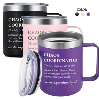 Gifts for Men Women, Chaos Coordinator Funny Coffee Tumbler with Handle,  14Oz St