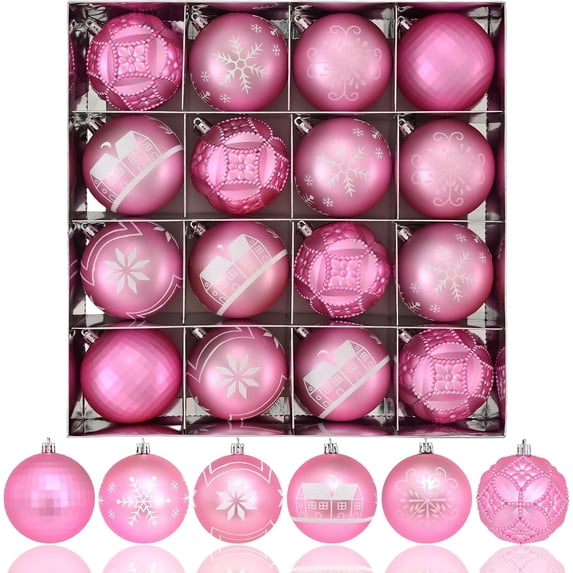 Waipfaru 16Pcs Christmas Ball Ornaments,3.15" Shatterproof Hanging Xmas Ornaments Set for Christmas Holiday Party Decoration
