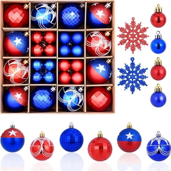 Waipfaru Christmas Balls Ornaments for Xmas Tree,50Pcs Shatterproof Christmas Tree Decorations, 2.36" Hanging Xmas Ball Ornaments Set for Holiday Party Decoration