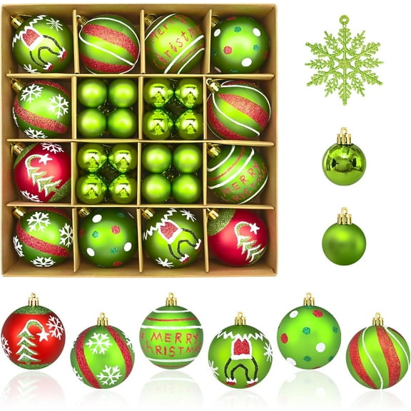 Waipfaru Christmas Balls Ornaments for Xmas Tree,50Pcs Shatterproof Christmas Tree Decorations, 2.36" Hanging Xmas Ball Ornaments Set for Holiday Party Decoration
