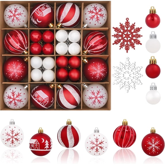Waipfaru Christmas Balls Ornaments for Xmas Tree,50Pcs Shatterproof Christmas Tree Decorations, 2.36" Hanging Xmas Ball Ornaments Set for Holiday Party Decoration