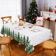 Waipfaru Christmas Rectangle Tablecloth, 60×84 lnch Washable Polyester Table Cover, Christmas Cedar Table Cloth for Christmas Table Decor