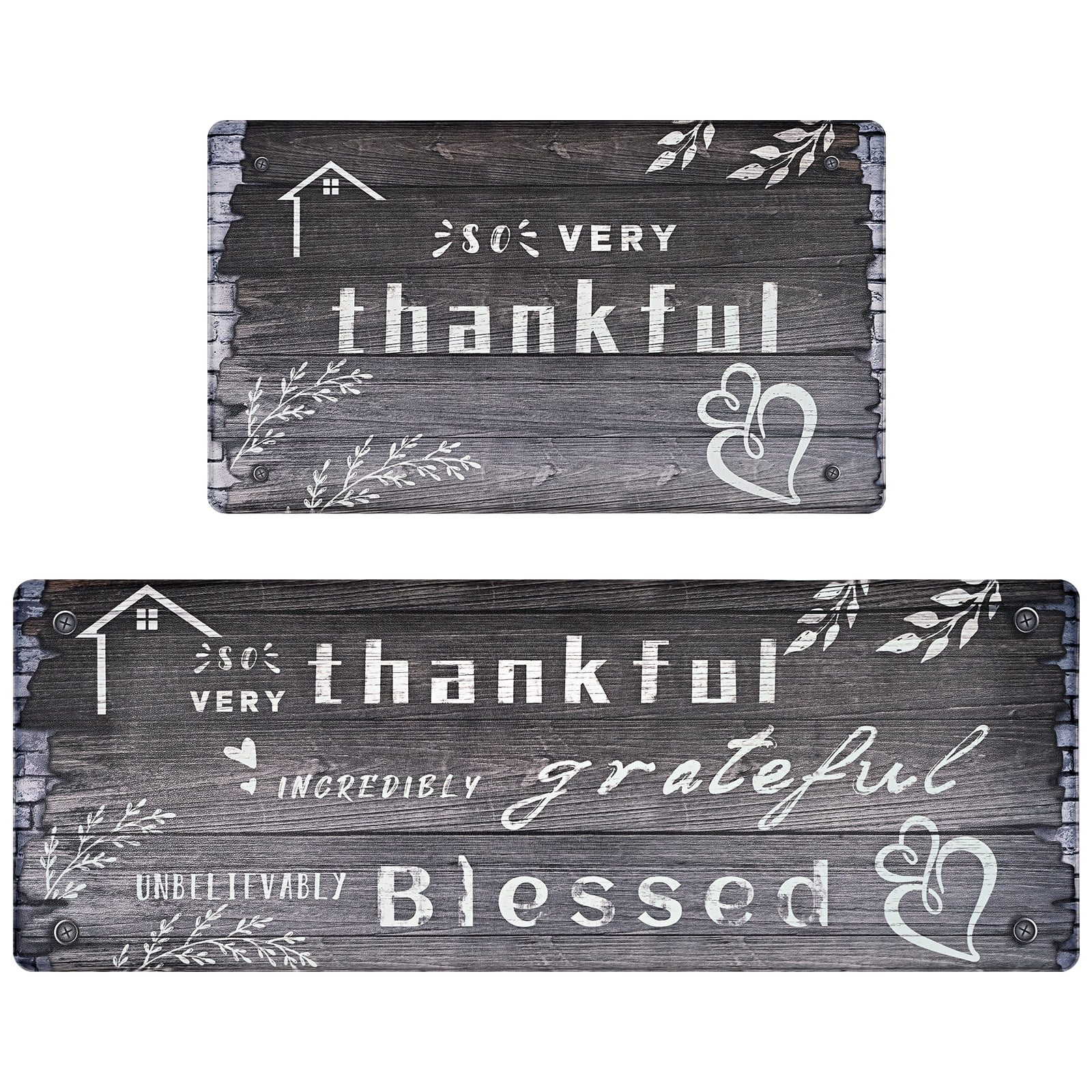 Waipfaru Farmhouse Kitchen Rugs Set of 2 Anti Fatigue Memory Foam