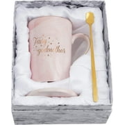 Waipfaru Godmother Gifts from Godchild, Fairy Godmother Mug, Godmother Proposal Gift, Will You Be My Godmother, 14 Oz Pink