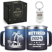 Waipfaru Retirement Gifts , Retired 2024 Not My Problem Stainless Steel Insulated Coffee Mug, Retirement Gifts for Friends Coworkers Teachers, Retired Gifts for Men(14oz, Darkblue Gradient)