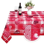 Waipfaru Valentine's Day Tablecloth Red Plaid Table Cloth Waterproof Rectangle Table Cover for Wedding Dinner Party,60" x 84"