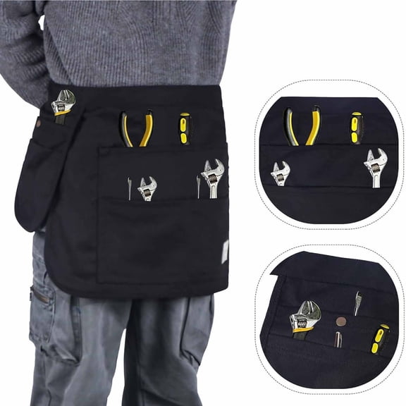 Waist Apron with Multi-Pockets for Makeup Storage,Tool Organizer Half Apron for Servers and Artists,Adjustable Comfort Fit