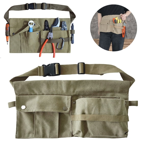Waist Aprons, Tool Apron, Men's Outdoor Gardener Resistant Thick Canvas Half Apron Half Body Apron, Half Canvas Apron With Muti-Pockets for Home Garden Painting Crafting Woodworking, 15.75x9.06"