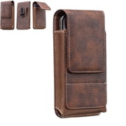 Waist Belt Cell Phone Pouch, PU Leather Holster with Card Holder, Waist Belt Phone Pouch, PU Leather Cell Phone Holster with Card Holder, Flip Cover and Rear Belt Clip for Men