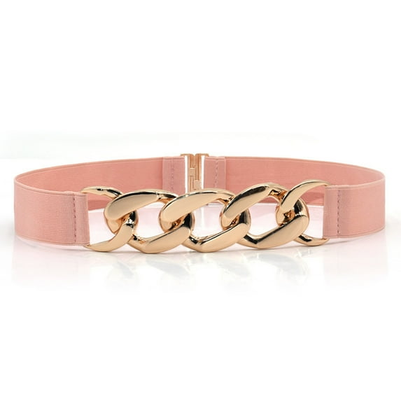 Waist Belt Golden Polished Metal Chain Buckle Elastic Elegant Wide Women Dress Shirt Coat Belt Clothing Accessories