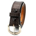 thumbnail image 1 of Waist Belt for Men's Big & Tall 44' Inch Brown Pure Leather Jeans Sizes Removable Buckle, 1 of 4