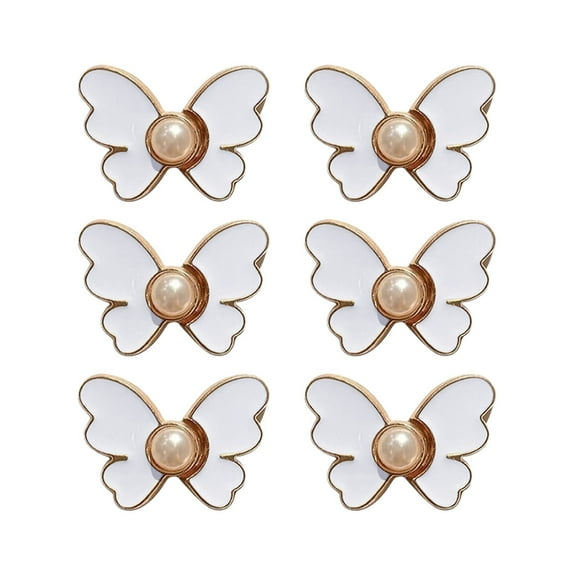 Waist Butterfly Button Pants Cute Butterfly Jean Buttons – Removable Studless Adjustable Waist Buckle Pins, No Sewing Detachable Button for Pants, Jeans, Skirts & Clothes White