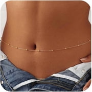 Waist Chain for Women 14K Gold/Silver Plated Body Chain Beads Link Belly Chains Belly Belt Waist Beads Chains Adjustable Sexy Bikini Body Jewelry Daily Belts Gifts for Women