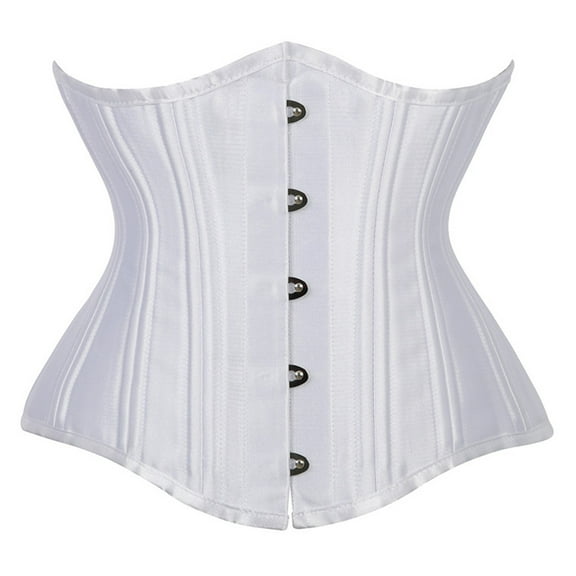 Waist Cincher for Women Elegant Satin Adjustable Underbust Bustier Waist Trainer with Tummy Control Hook and Eye Closure Corset White XXXXXXL