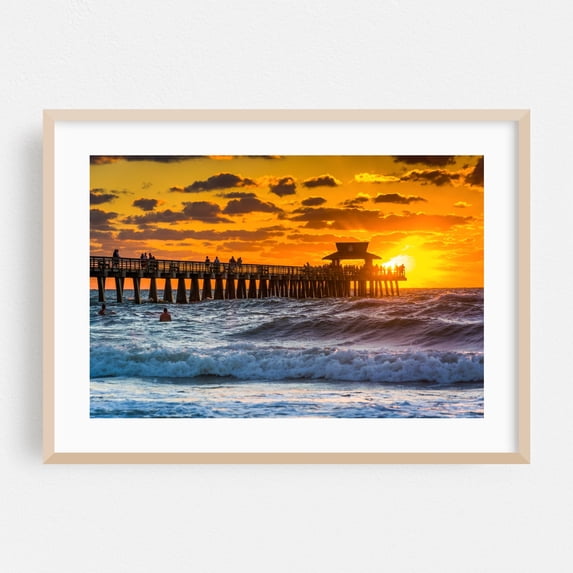 Waist Deep - Naples Florida Photography Oak Framed Wall Art Print 16 x 20 inches