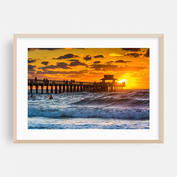 Waist Deep - Naples Florida Photography Oak Framed Wall Art Print 24 x 30 inches
