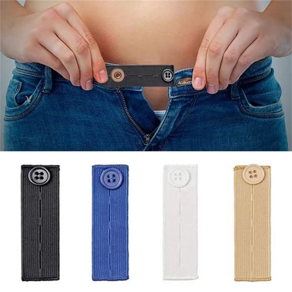Waist Extender, Adjustable Waistband Expander for Men Women, Stretchy Button Extender for Pants, Skirts, Comfort Fit - 4 Pack