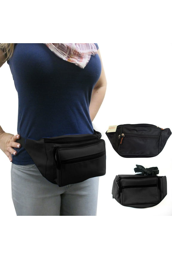 Waist Fanny Pack Adjustable Belt Bag Pouch Travel Sports Hip Purse Nylon Black