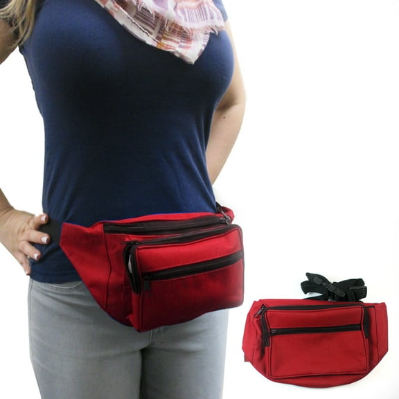 Waist Fanny Pack Adjustable Belt Bag Pouch Travel Sports Hip Purse Nylon Red