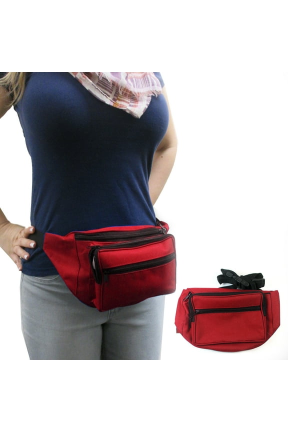 Waist Fanny Pack Adjustable Belt Bag Pouch Travel Sports Hip Purse Nylon Red