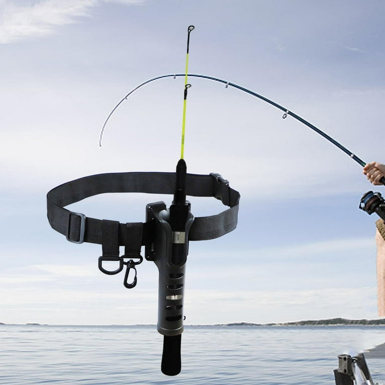 Kesoto Waist Fishing Rod Holder Pole Inserter Nylon Universal Black Durable Wading Belt Fishing Waist Belt for Kayak Fly Outdoor Fishing Equipment