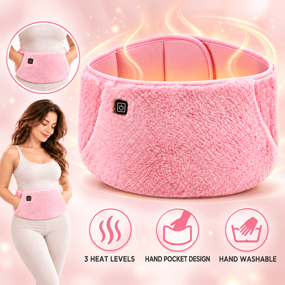Waist Heating Pad for Period Cramps, Cordless Warming Belt with 3 Heat Levels, Waist Warmer Wrap for Women Girl, 41"x8"