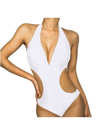 Sales Women's One Piece Bodysuit Solid Color Beachwear One Shoulder  Swimwear Sets Summer Fashion Cozy Outfits for Girls Tight Bathing Suit  Female