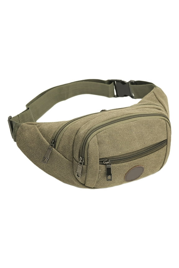 Waist Pack Bag Canvas Bag for Men&Women Hip Bum Bag with Adjustable Strap and Theft Proof Hidden Pocketfor Outdoors Workout Traveling Casual Running Hiking Cycling -Army Green