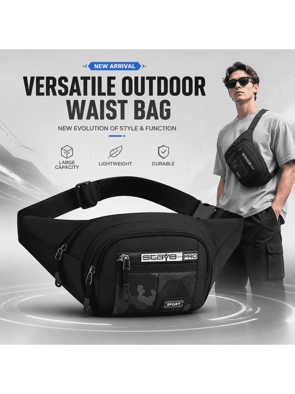 Waist Pack Bag for Men&Women, Hip Bum Bag with Adjustable Strap for Outdoors Workout Traveling Casual Running Hiking Cycling