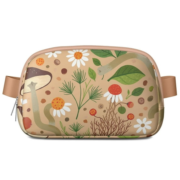 Waist Packs Bag Mushroom Belt Bag Sporty Waist Pack for Women Casual Waist Packs with Adjustable Strap Waterproof Belt Bag for Daily Leisure Music Festival/Event