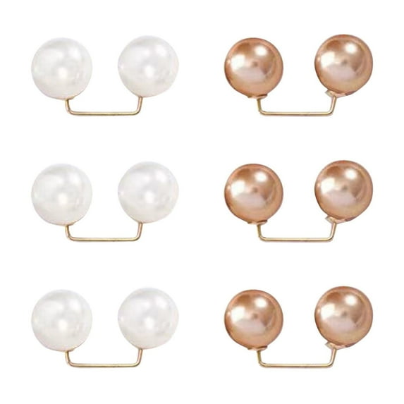 Waist Pins for Pants, Safety Pearl Brooch Pins for Clothing, Adjustable Waist Shrinker Clips, Anti-Gap Shirt Fixers, Set of 6 Fashion Accessories for Scarves and Necklines