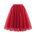 thumbnail image 1 of Waist Pleated Mesh Skirt Soft Drape Mid Length Skirt Large Size A Line Skirt, 1 of 2