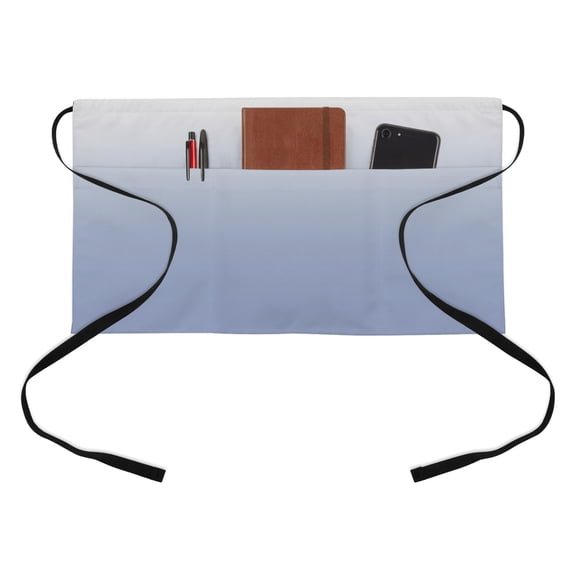 Waist Server Aprons, Ombre Grey Blue Aprons for Women with Pockets, Waitress Apron, Waiter Half Apron for Cooking Abstract Art