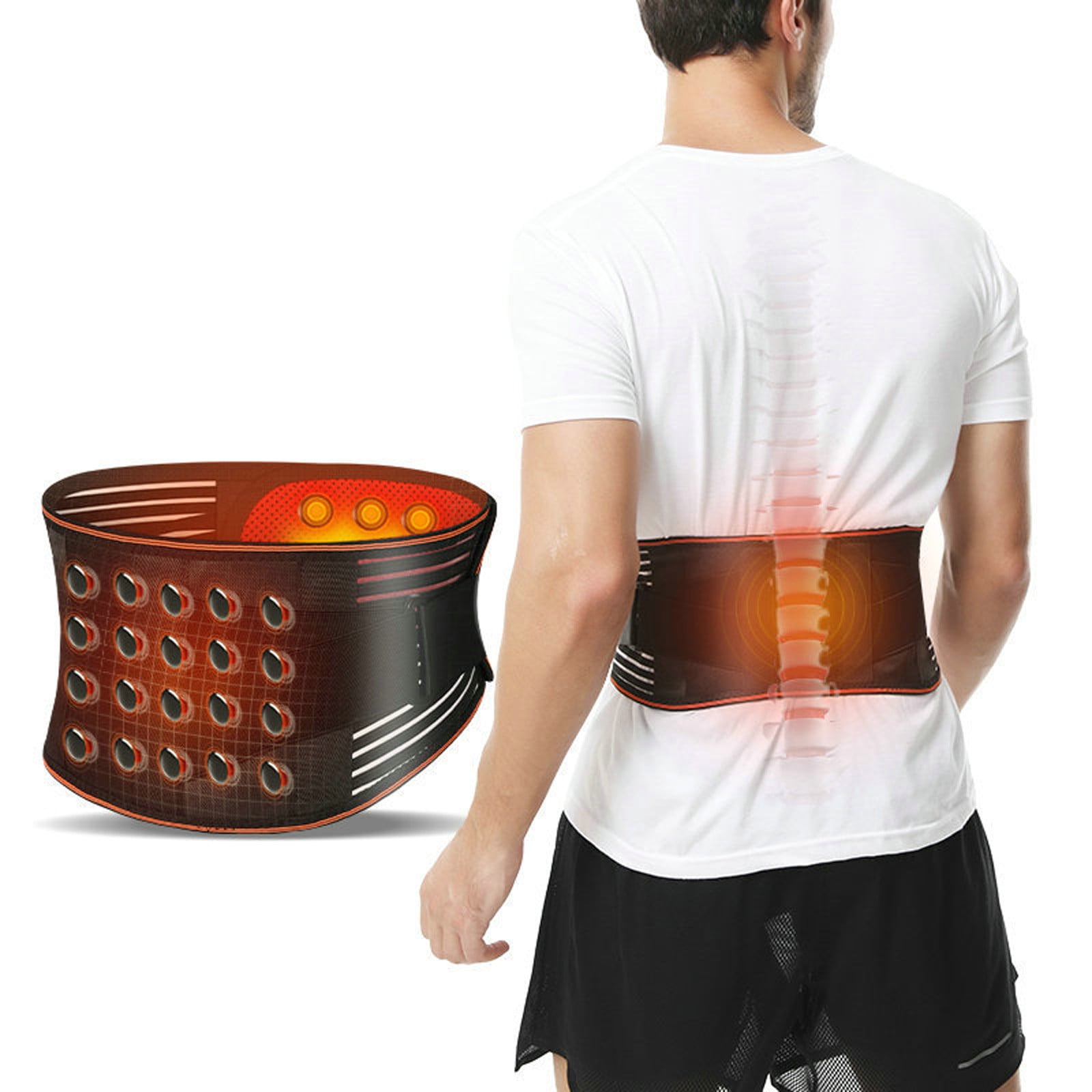 Waist Support Belt With Magnet,Magnetic Back Braces For Lower Back Pain Relief,Self Heating \u0026 Soothing Back Support Belt With 4 Support Steel Bar