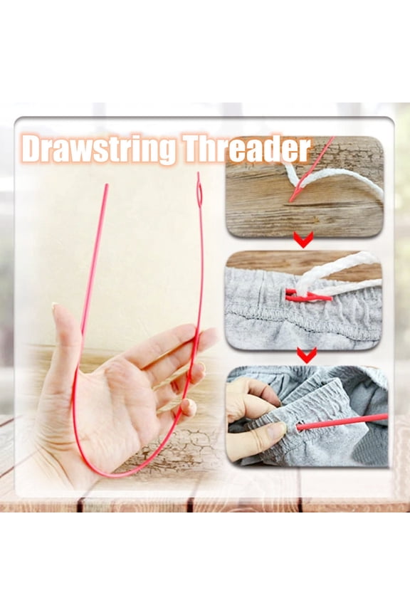 Flexible Nylon Drawstring Threader for Hoodie,24 Inch Elastic Band Threading Tool for Waistband,2 Eye Size Rope Threader for Sweatpants